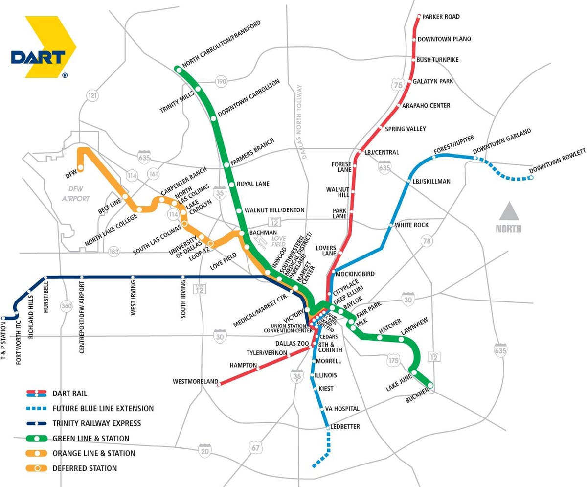 דאלאס אזור rapid transit מפה