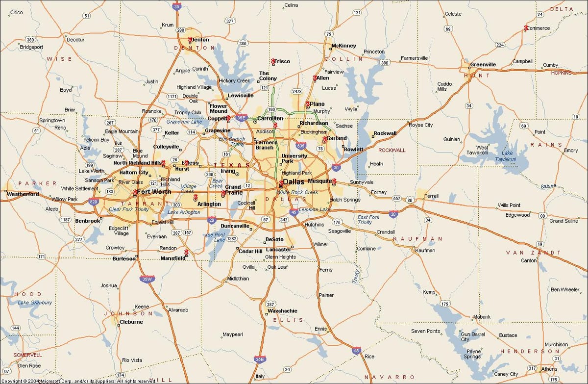 דאלאס Fort worth metroplex מפה
